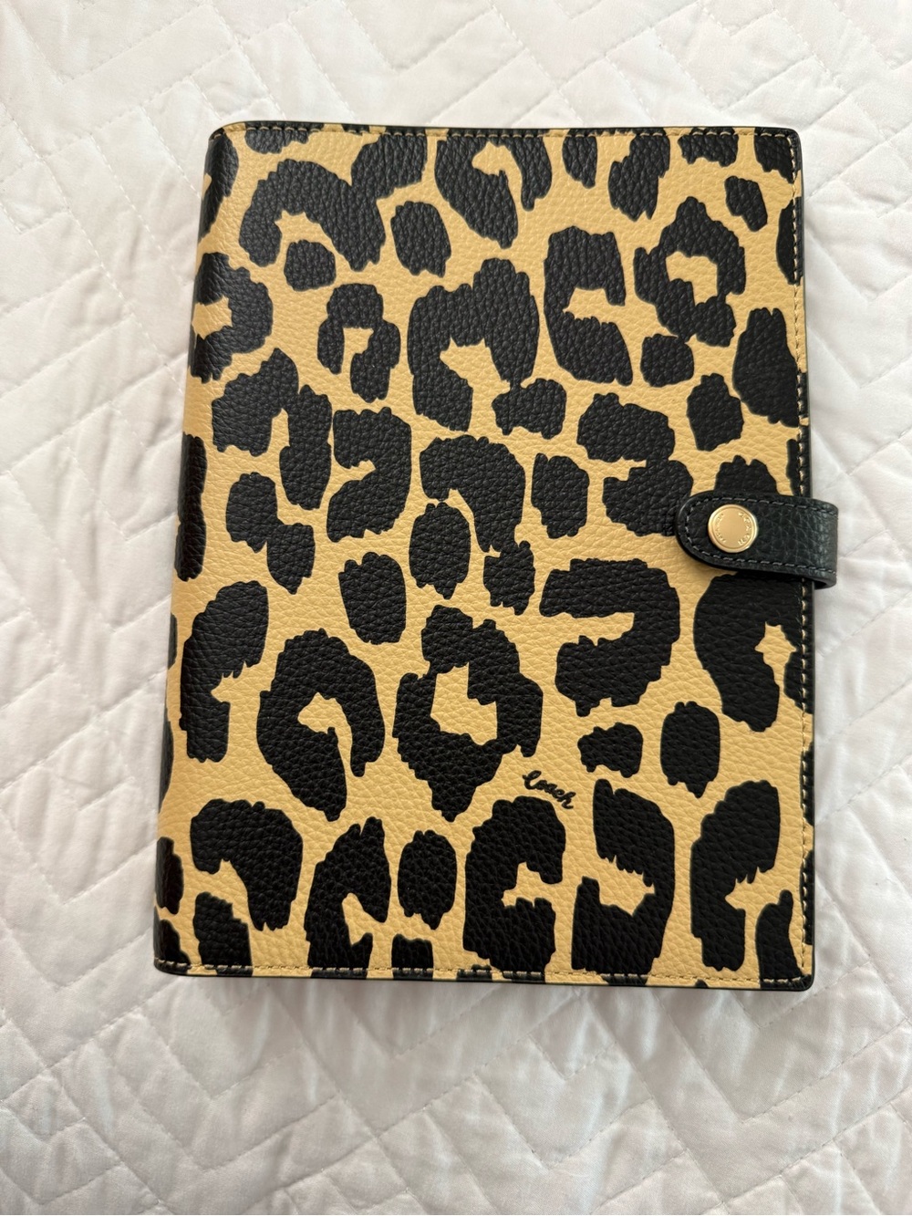 Coach Notebook in Signature Canvas with Leopard print